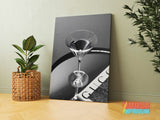 Luxury canvas wall art with a black and white cocktail and green plant, modern wall art for a living room.