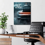 Motivational wall art with rain rain-covered sports Porsche and quote "Rainy Days Never Felt Better"