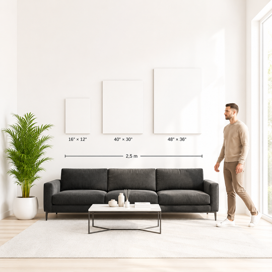 Size guide preview for Mindset Walls motivational wall art and canvas prints.