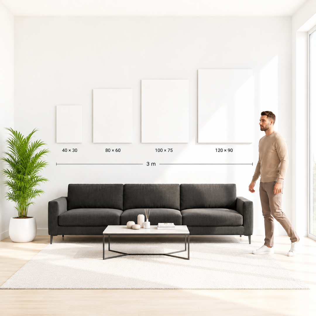 Size guide for motivational wall art by Mindset Walls.