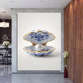 Clam with Pearl Blue Onion Pattern Porcelain Style Wall Mural