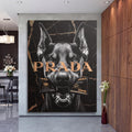 Luxuriöses Bild Gold Prada Hund