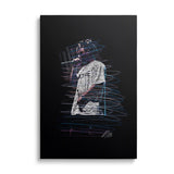 Pop art canvas print with a neon line-art portrait of a rapper holding a microphone, modern front-view artwork