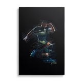 Pop art wall art of a football player in action, modern street art front view
