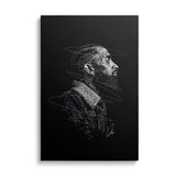 Motivational canvas wall art with a minimalist line art profile portrait of a man in a modern black-and-white design.