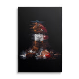 Motivational pop art wall art with a boxing winner silhouette standing over a defeated opponent on a black background