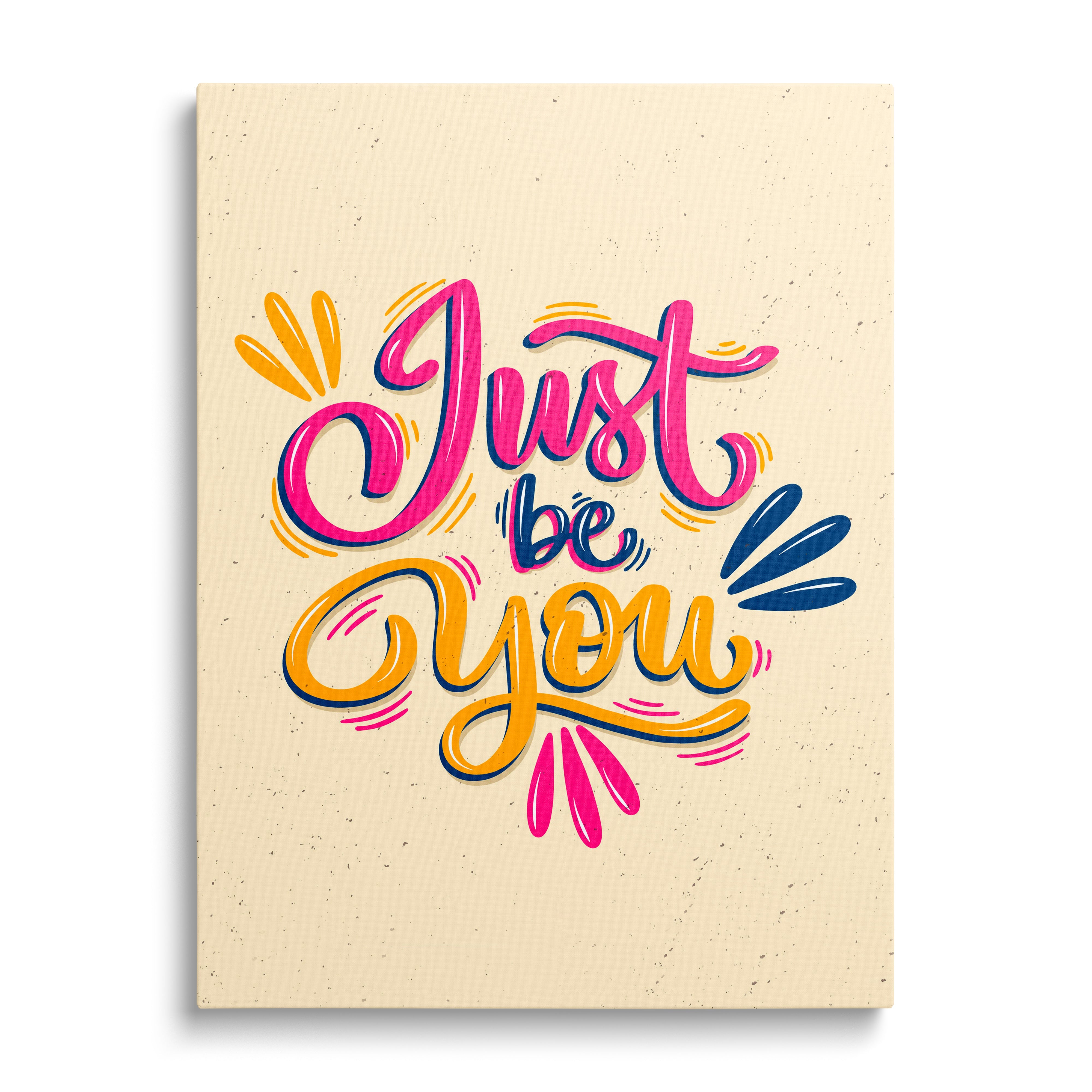 Motivational canvas print “Just be you” with colorful hand lettering and minimalist typography