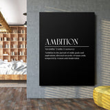 Black and white motivational wall art with a typographic quote in an industrial living room