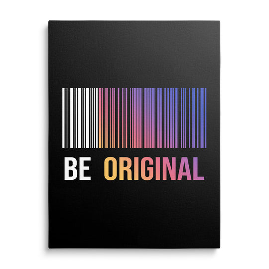 Motivational canvas wall art with minimalist street art stripes and a “BE ORIGINAL” inscription