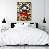 Motivational pop art wall art for a bedroom with a duck, graffiti and a dollar motif