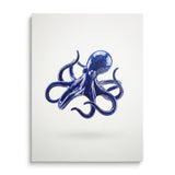 Motivational canvas print with a blue-and-white porcelain octopus in an onion pattern, front view