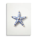 Modern canvas print with a blue onion porcelain starfish, luxury blue-and-white decor for interiors