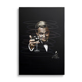 Pop art wall art of an elegant man in a suit holding a glass of champagne, luxury glamour style