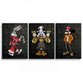 3er-Set Luxus Pop Art Wandbilder – Hase, Reiche Ente, Mickey